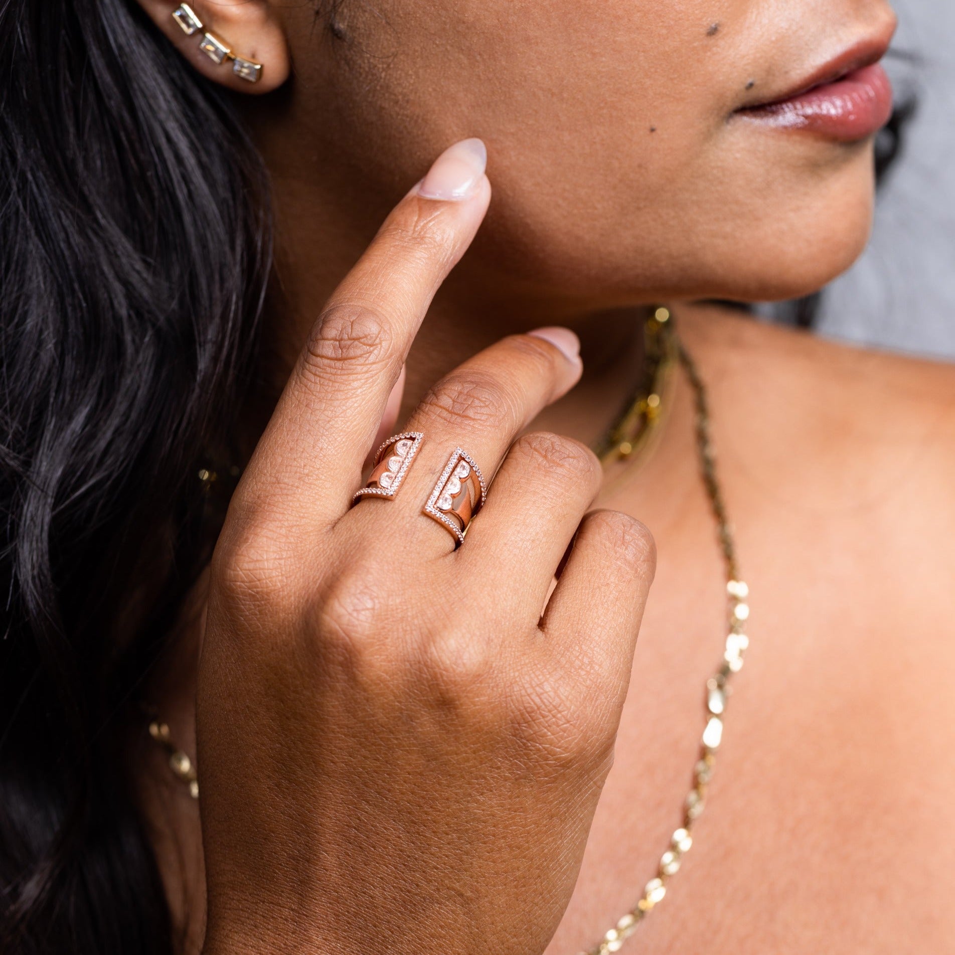 Moon Baguettes Ring (duo)