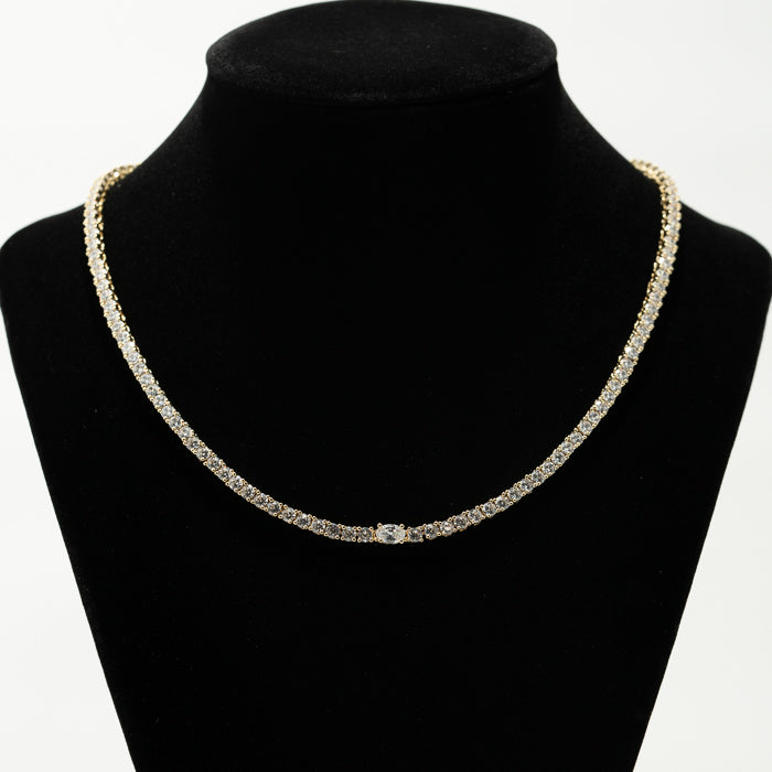 Oval Center Tennis Necklace